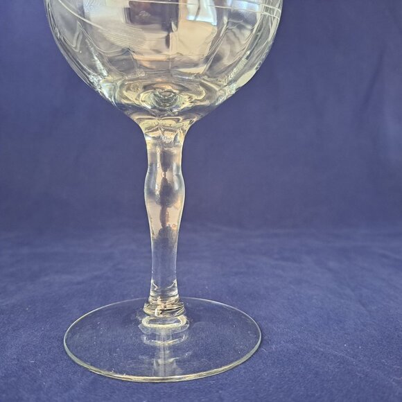 Vintage Etched Floral Clear Glass Goblet - Picture 9 of 10